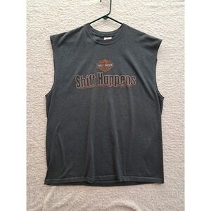 Harley Davidson Vintage Kitty Hawk, NC Grey T-Shirt Sleeveless USA SHIFT HAPPENS
